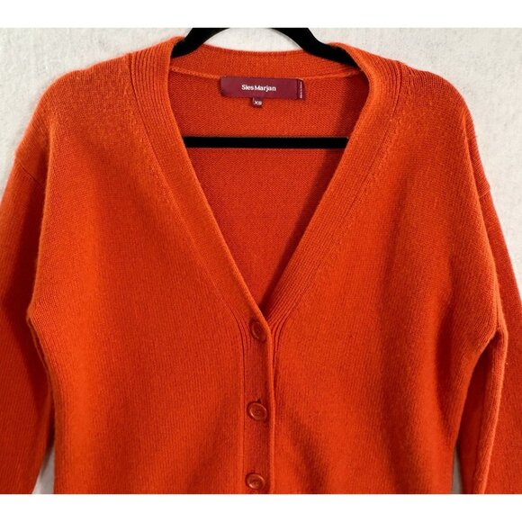 SIES MARJAN Men Cashmere Wool Sweater Button Front Long Sleeve Sz XS Orange 46-9 - Picture 3 of 11